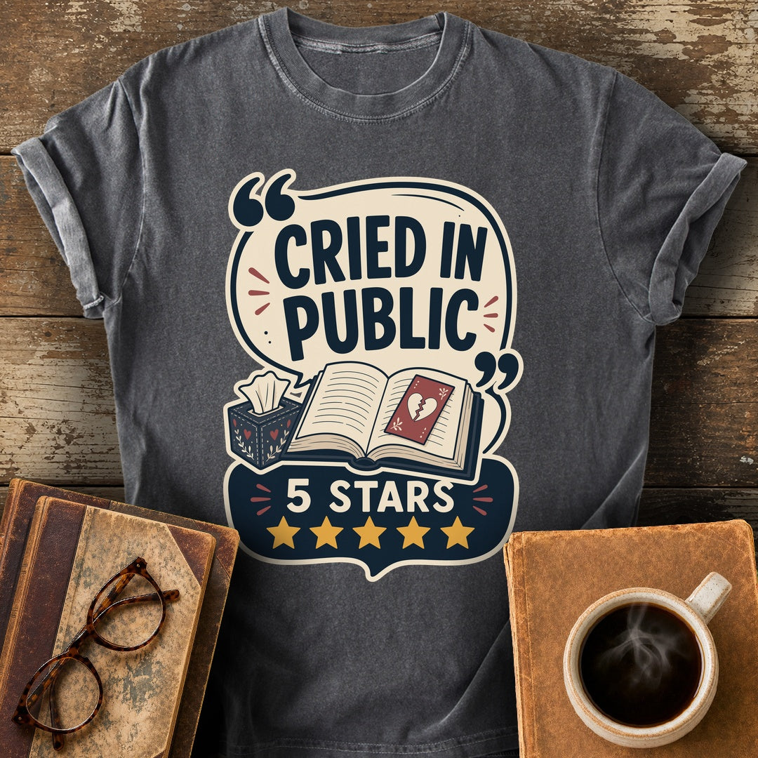Cried in Public Five Stars Tee - pepper shirt mockup